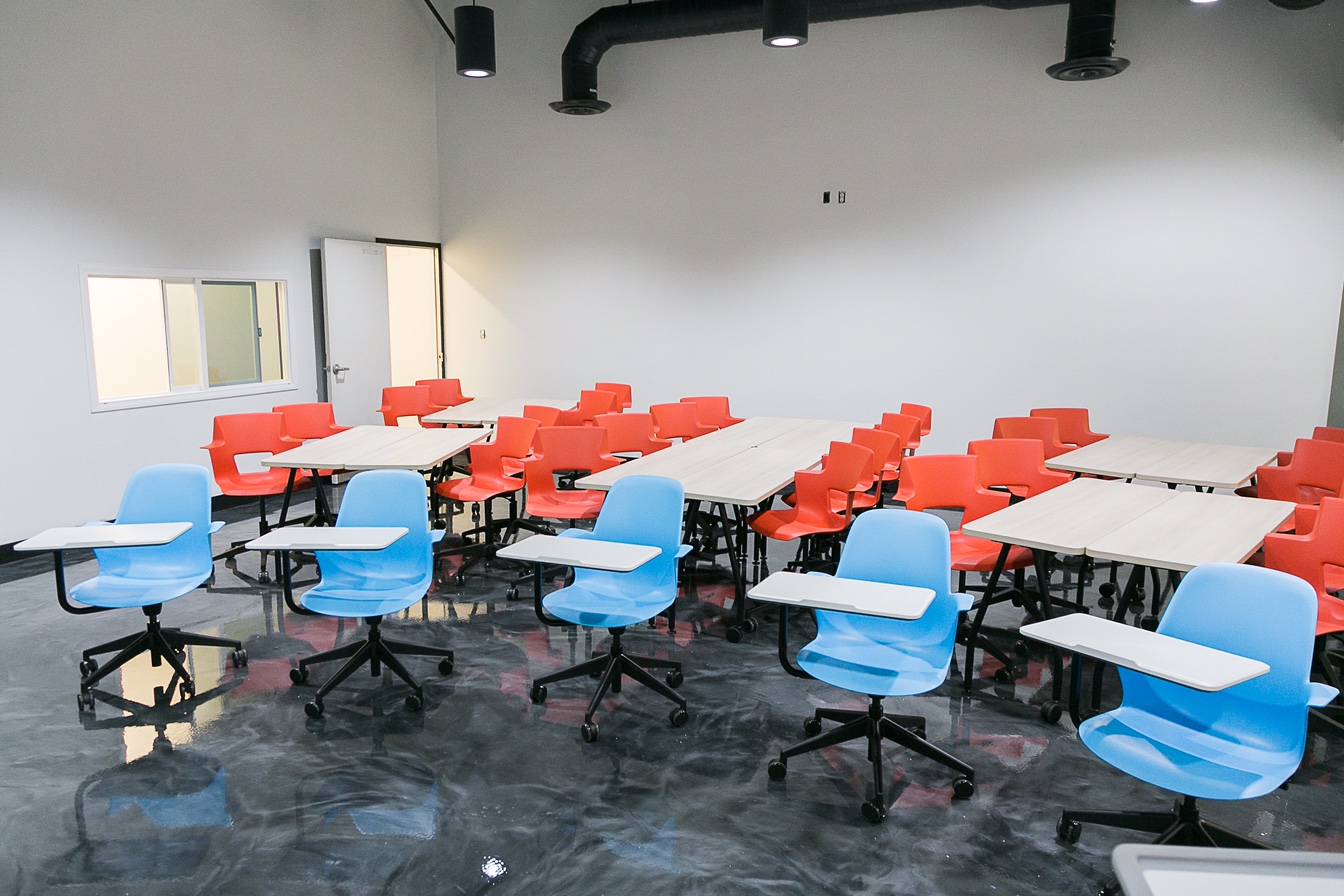 Our integrated school model includes two classrooms on-site: the Collaboration Room and the Focus Room. These rooms are utilized by our teachers and student-athletes for the educational component of their day. Classrooms are available for lectures, seminars and full audio/video film review.
