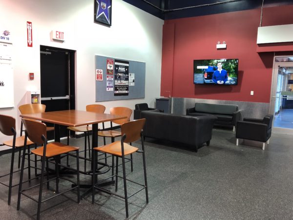 Our student lounge is a flexible space where student-athletes can come together to study, collaborate or order from the cafeteria.